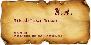 Miklóska Anton névjegykártya